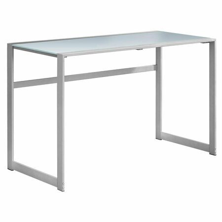 DAPHNES DINNETTE 48 in. Silver Metal & White Tempered Glass Computer Desk DA2451379